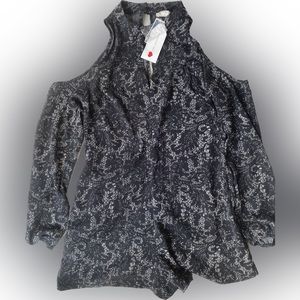 NEW Black Romper Medium One Heart